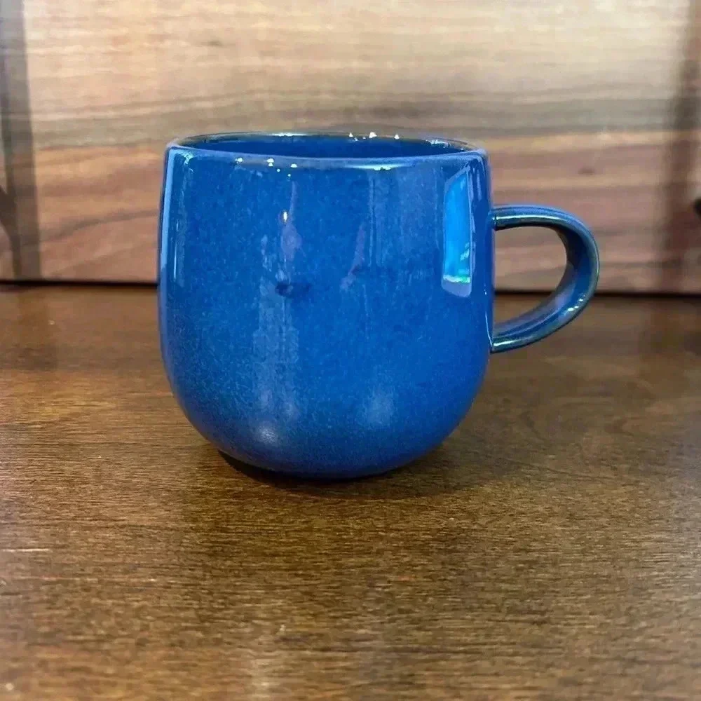 Crate and Barrel Blue Mug Coffee Tea Cup Aaron Probyn Lake 12 Oz Capacity in EUC